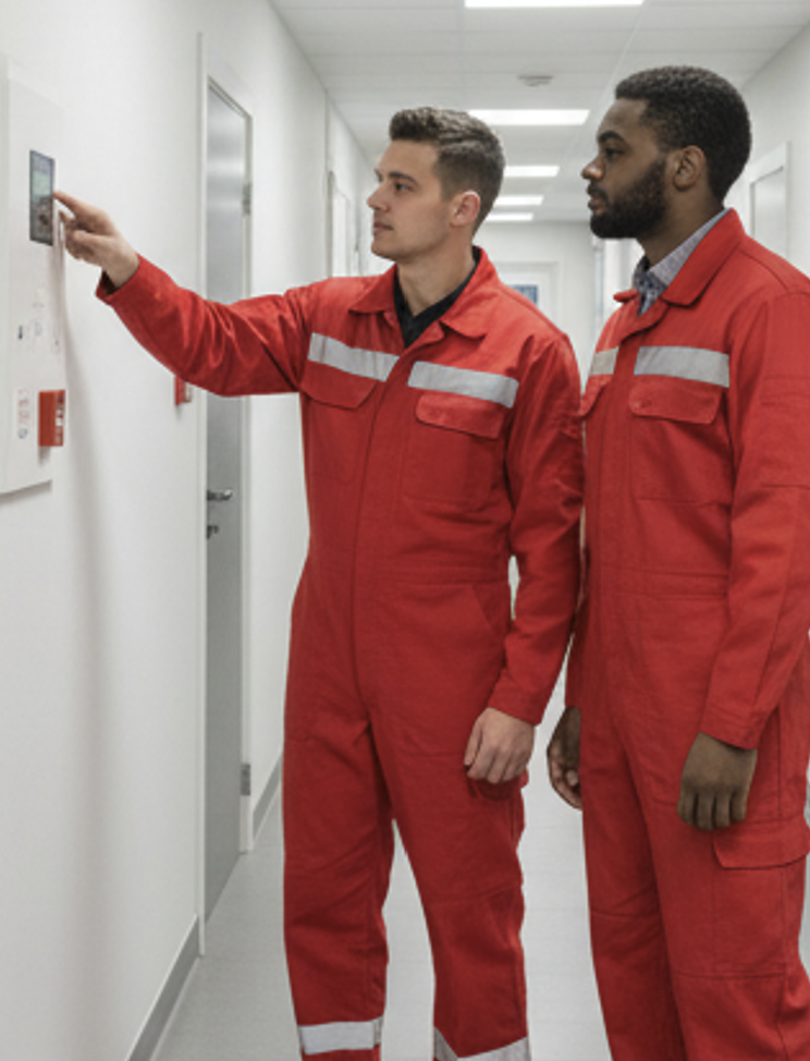 Description (Alt) : Session de formation pratique à la manipulation des extincteurs pour les salariés d'une entreprise parisienne.