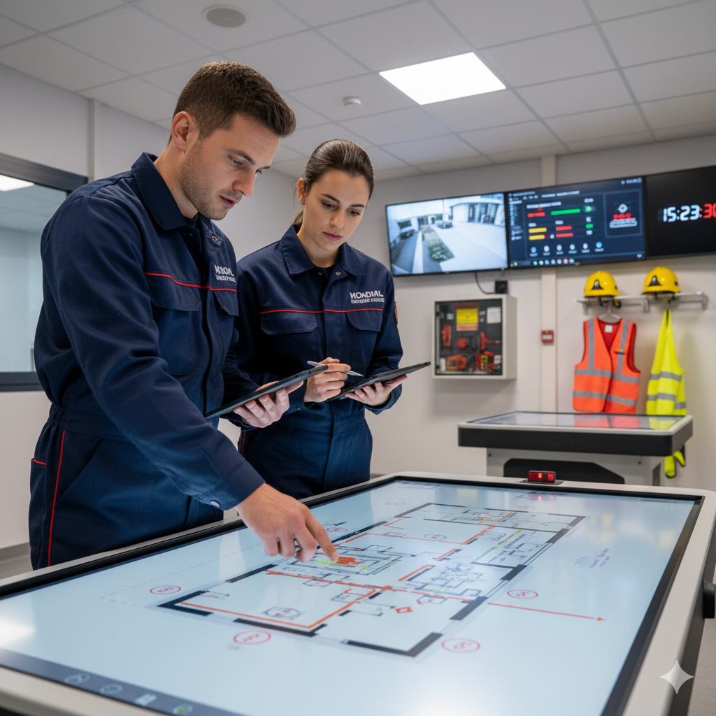 Organisation d'un exercice d'évacuation incendie obligatoire en entreprise en Île-de-France.